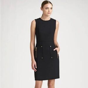 Tory Burch Black Sleeveless Sheath Dress w Gold Hardware